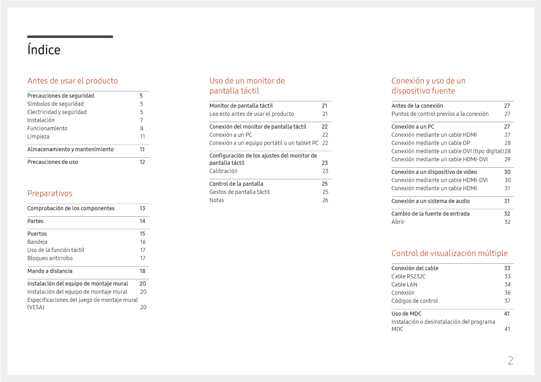 Samsung LH75QBHRTBC/EN, LH65QBHRTBC/EN manual Índice 