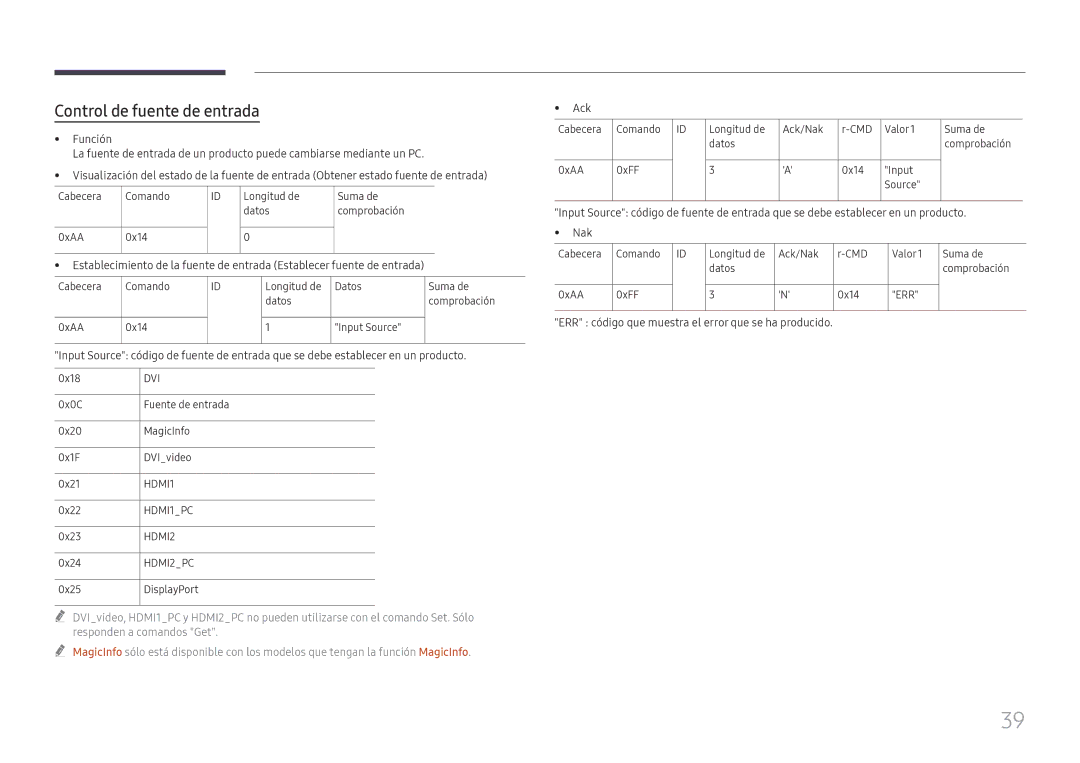 Samsung LH65QBHRTBC/EN, LH75QBHRTBC/EN manual Control de fuente de entrada 