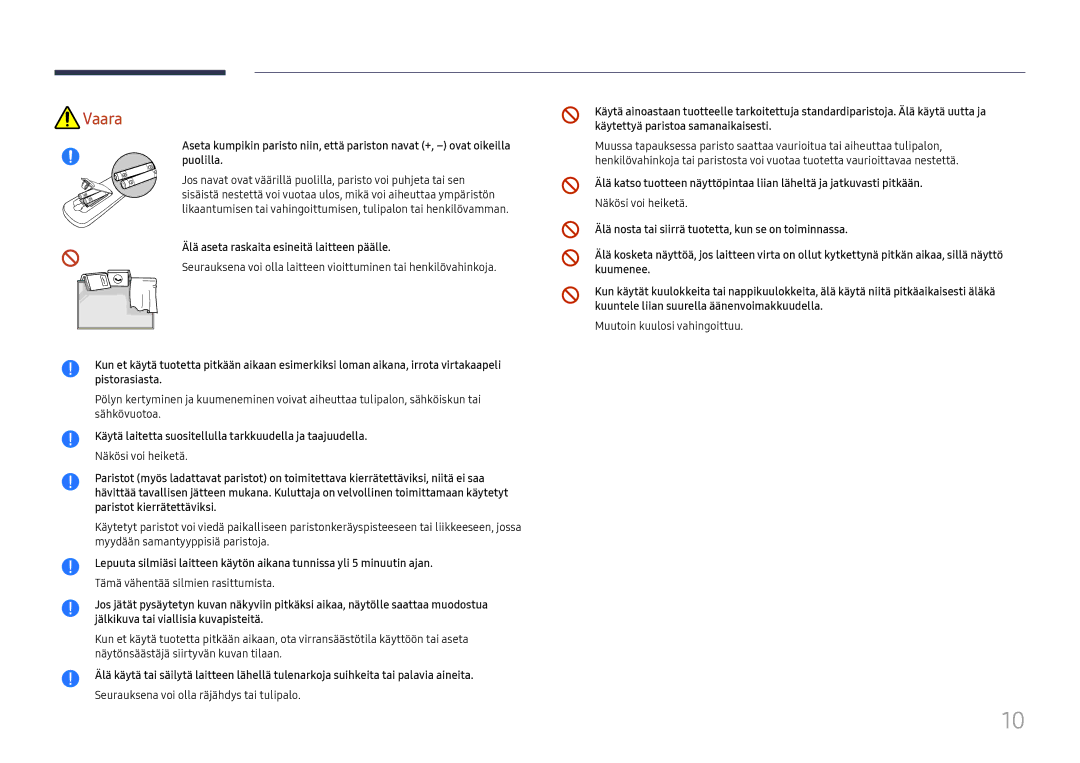 Samsung LH75QBHRTBC/EN, LH65QBHRTBC/EN manual Älä aseta raskaita esineitä laitteen päälle 