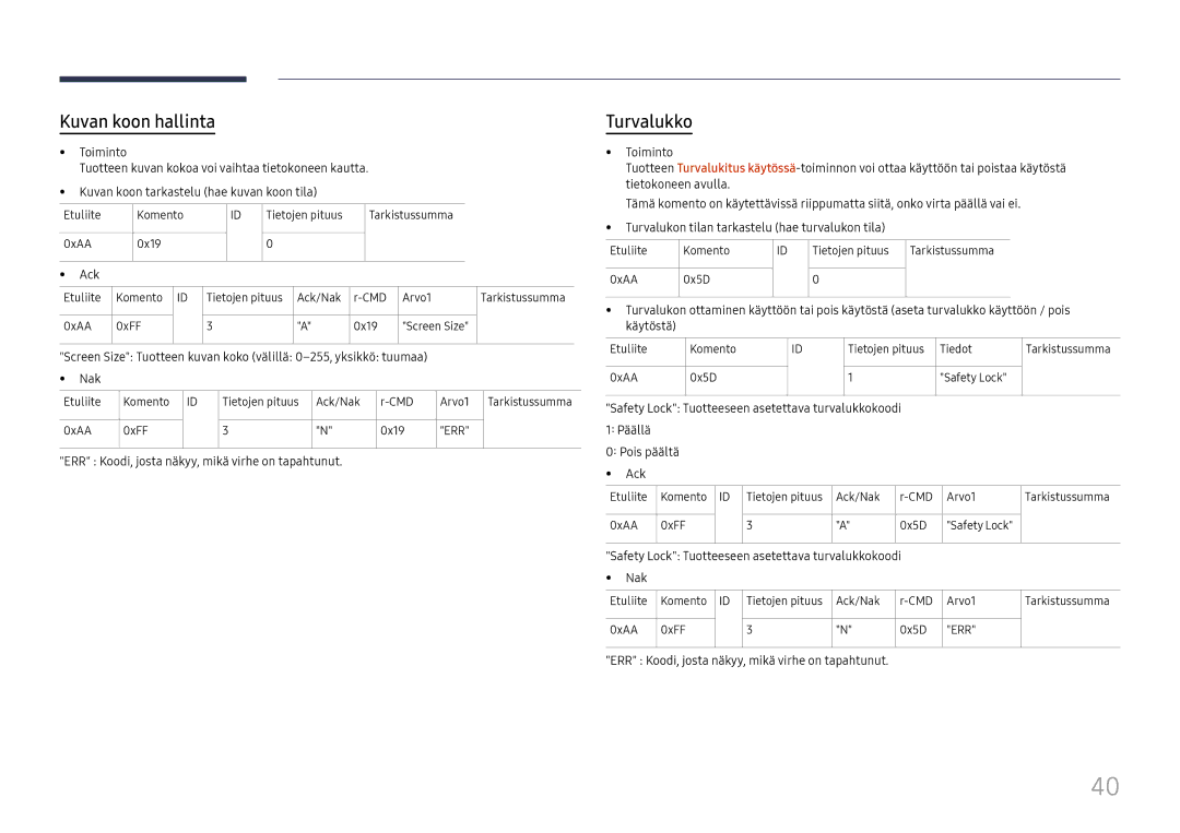 Samsung LH75QBHRTBC/EN, LH65QBHRTBC/EN manual Kuvan koon hallinta, Turvalukko 