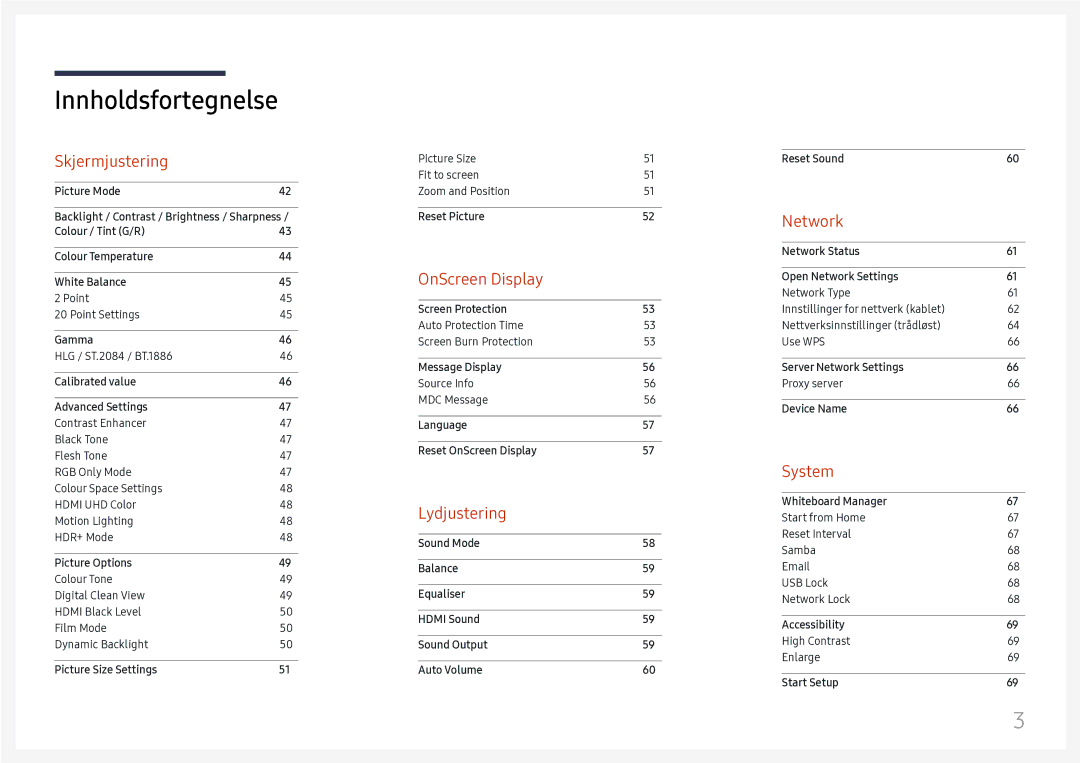 Samsung LH65QBHRTBC/EN, LH75QBHRTBC/EN manual Lydjustering 