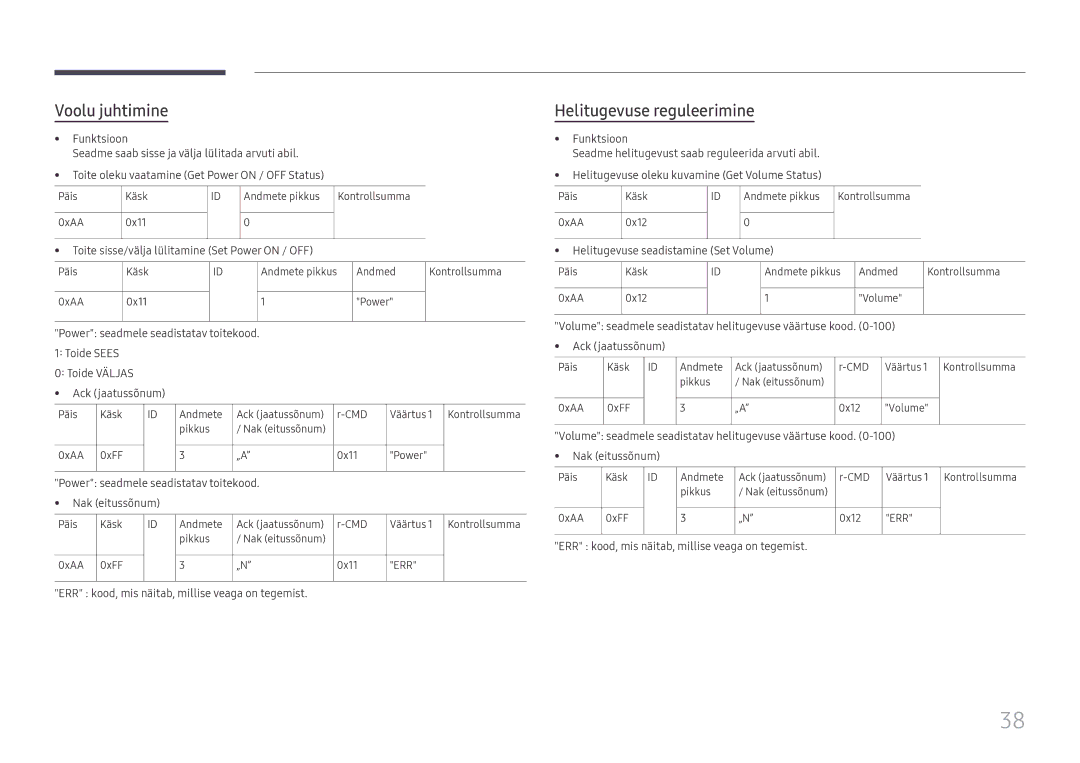 Samsung LH75QBHRTBC/EN, LH65QBHRTBC/EN manual Voolu juhtimine, Helitugevuse reguleerimine 