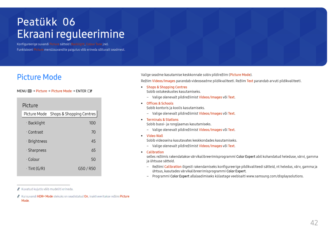 Samsung LH75QBHRTBC/EN, LH65QBHRTBC/EN manual Ekraani reguleerimine, Picture Mode 