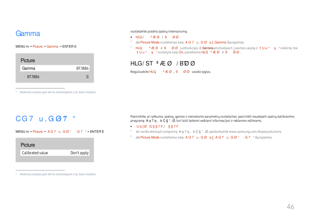 Samsung LH75QBHRTBC/EN, LH65QBHRTBC/EN manual Gamma, Calibrated value, HLG / ST.2084 / BT.1886 