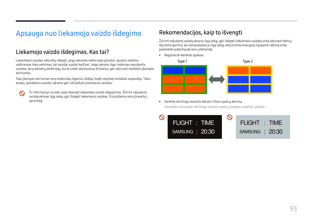 Samsung LH65QBHRTBC/EN, LH75QBHRTBC/EN manual Apsauga nuo liekamojo vaizdo išdegimo 