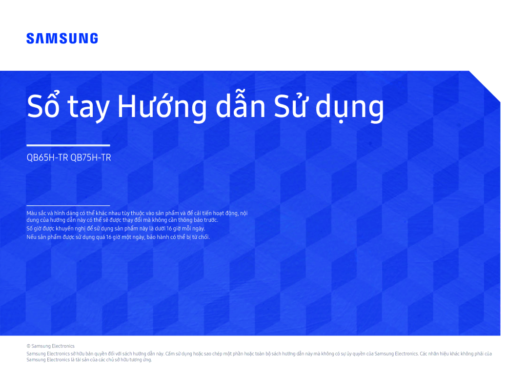 Samsung LH75QBHRTBC/XV manual Sổ tay Hướng dẫn Sử dụng 