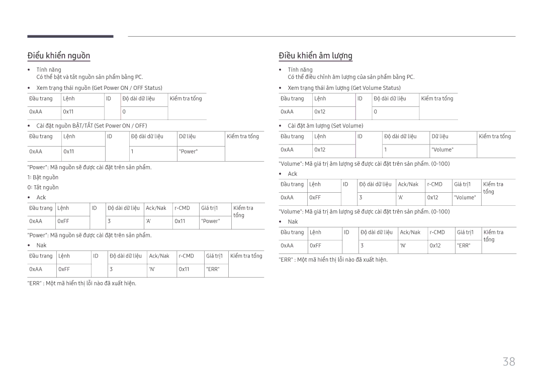 Samsung LH75QBHRTBC/XV manual Điểu khiển nguồ̀n, Điều khiển âm lượng 