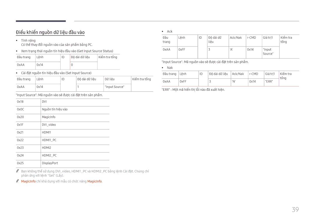 Samsung LH75QBHRTBC/XV manual Điểu khiển nguồ̀n dữ liệu đầu và̀o, Cà̀i đặ̣t nguồn tí́n hiệu đầ̀u và̀o Set Input Source 