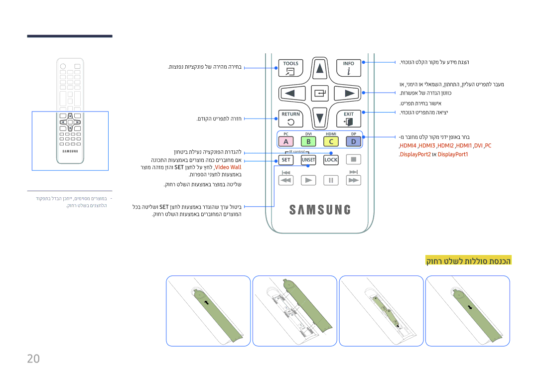 Samsung LH75QMFPLGC/CH manual קוחר טלשל תוללוס תסנכה, תוצופנ תויצקנופ לש הריהמ הריחב, ןוחטיב תליענ היצקנופה תרדגהל 