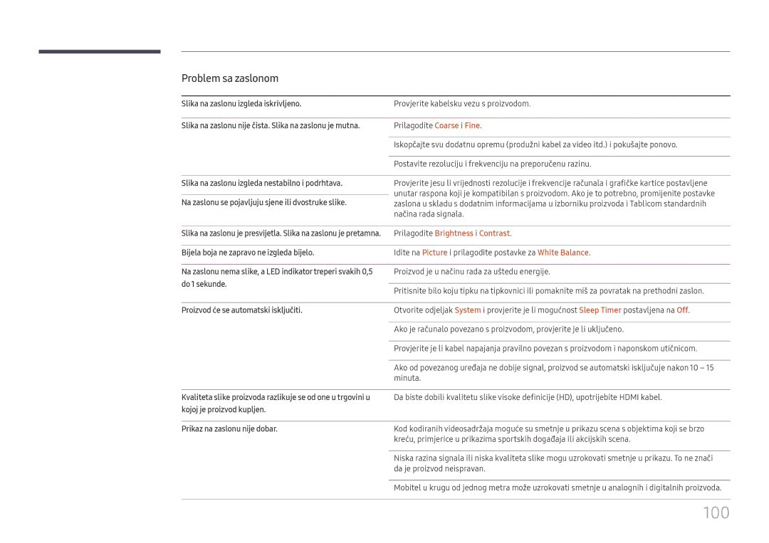 Samsung LH75QMFPLGC/EN manual 100, Prilagodite Brightness i Contrast 