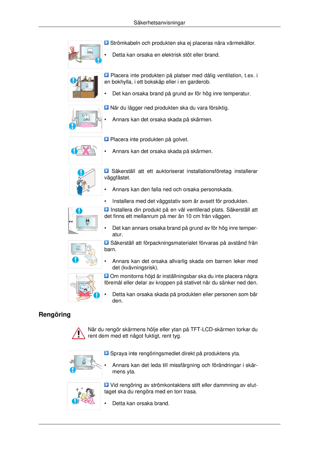 Samsung LH82BVTLBF/EN, LH82BVSLBF/EN manual Rengöring 