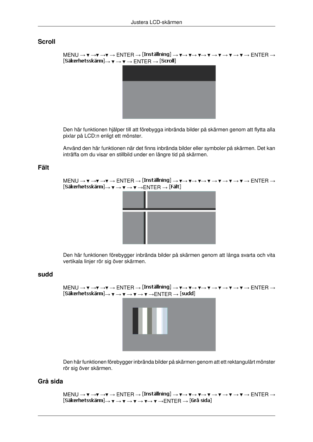 Samsung LH82BVTLBF/EN, LH82BVSLBF/EN manual Scroll, Fält, Sudd, Grå sida 