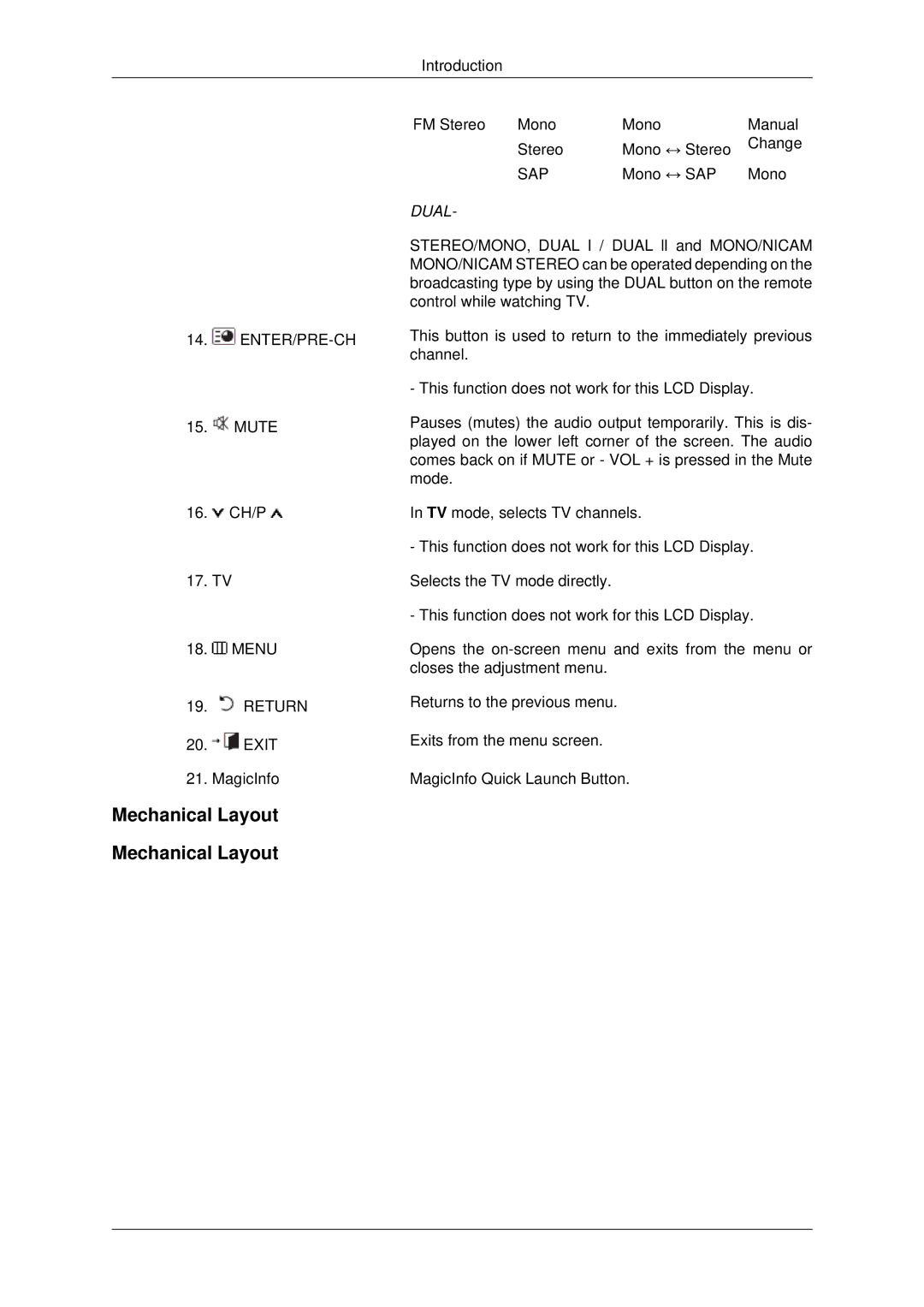 Samsung LH82BVSLBF/XJ, LH82BVTMBF/EN, LH82BVTLBF/EN, LH82BVSLBF/EN, LH82BVTLBF/XJ, LH82BVSLBF/XY manual Mechanical Layout, Dual 