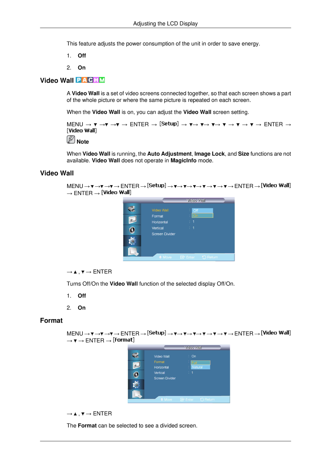 Samsung LH82BVTLBF/EN, LH82BVTMBF/EN, LH82BVSLBF/EN, LH82BVTLBF/XJ, LH82BVSLBF/XJ, LH82BVSLBF/XY manual Video Wall, Format 