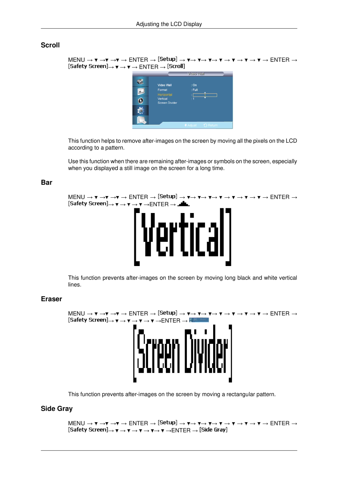 Samsung LH82BVTMBF/XY, LH82BVTMBF/EN, LH82BVTLBF/EN, LH82BVSLBF/EN, LH82BVTLBF/XJ manual Scroll, Bar, Eraser, Side Gray 