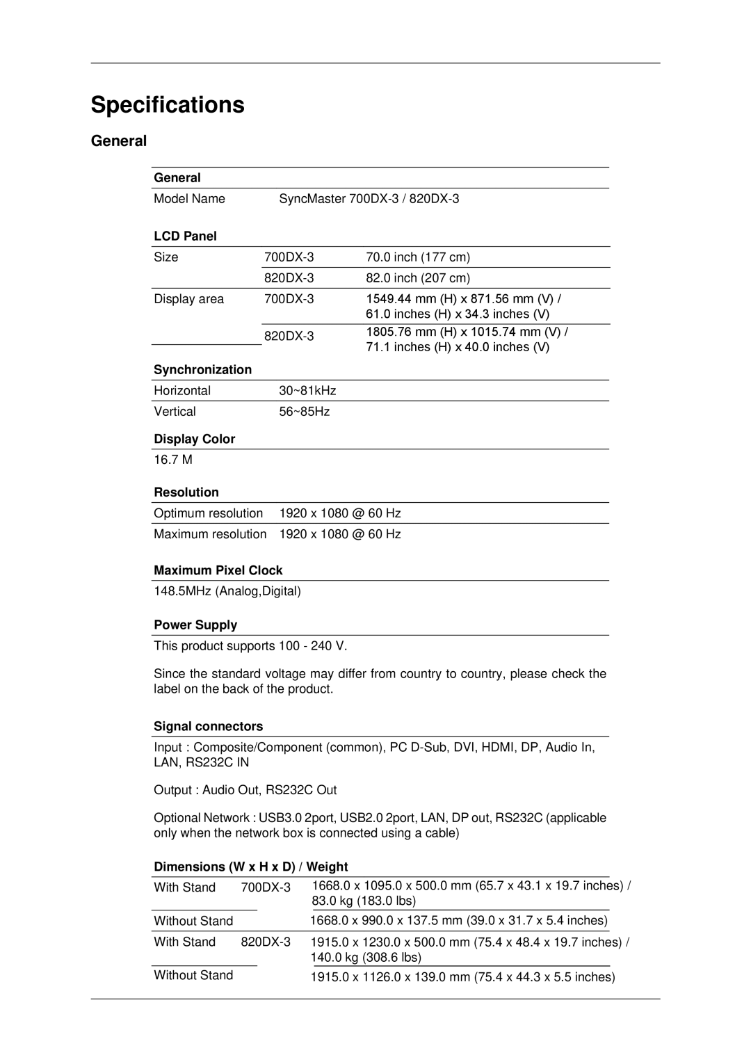 Samsung LH70CSBPLBC/EN, LH82CSBPLBC/EN manual General 