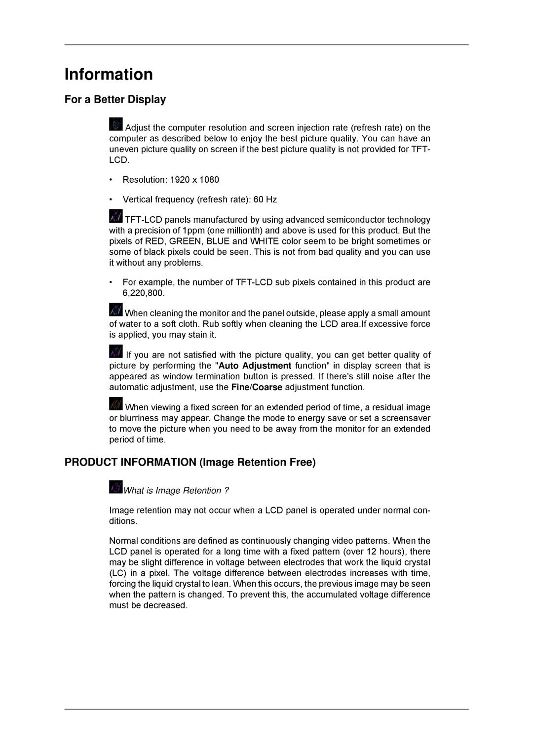 Samsung LH70CSBPLBC/EN, LH82CSBPLBC/EN manual For a Better Display, Product Information Image Retention Free 