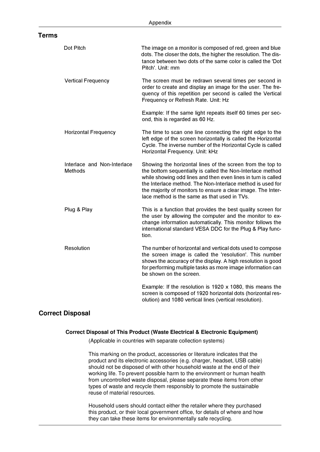 Samsung LH82CSBPLBC/EN, LH70CSBPLBC/EN manual Terms, Correct Disposal 