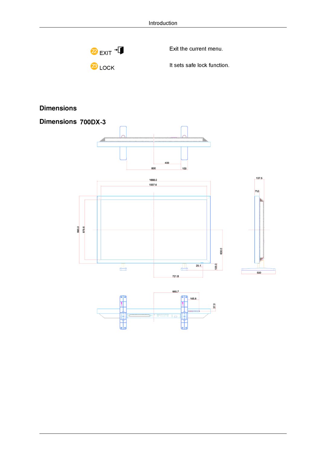 Samsung LH82CSBPLBC/EN, LH70CSBPLBC/EN manual Dimensions Dimensions 700DX-3 