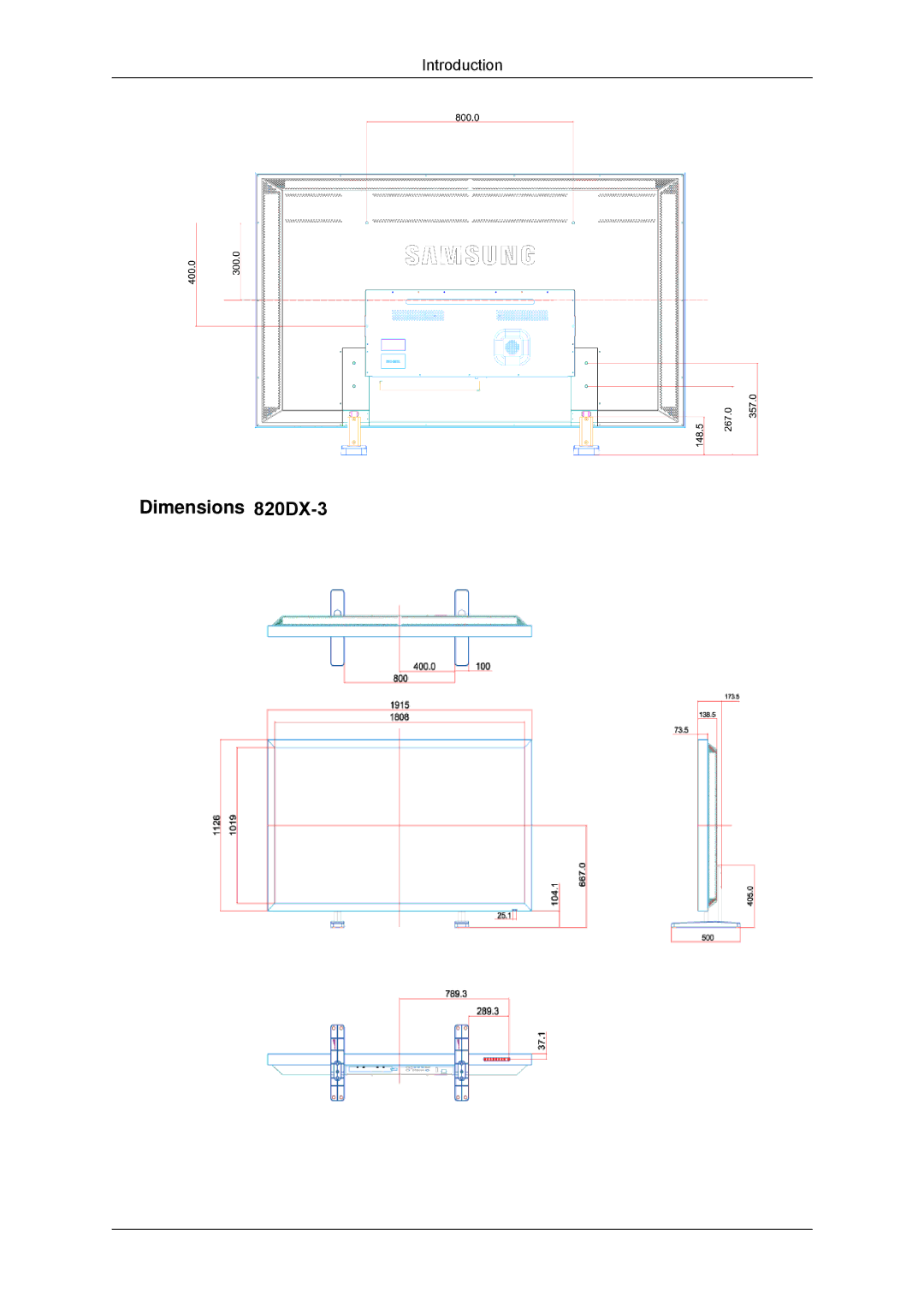 Samsung LH70CSBPLBC/EN, LH82CSBPLBC/EN manual Dimensions 820DX-3 