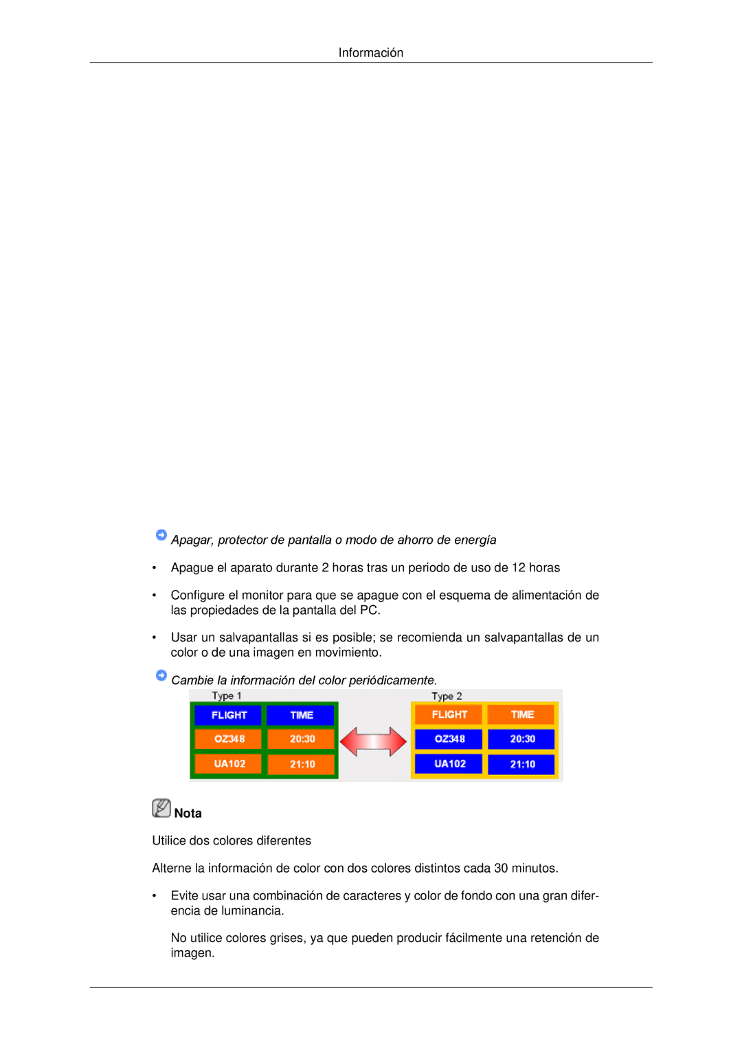 Samsung LH82CSBPLBC/EN, LH70CSBPLBC/EN manual Cambie la información del color periódicamente 