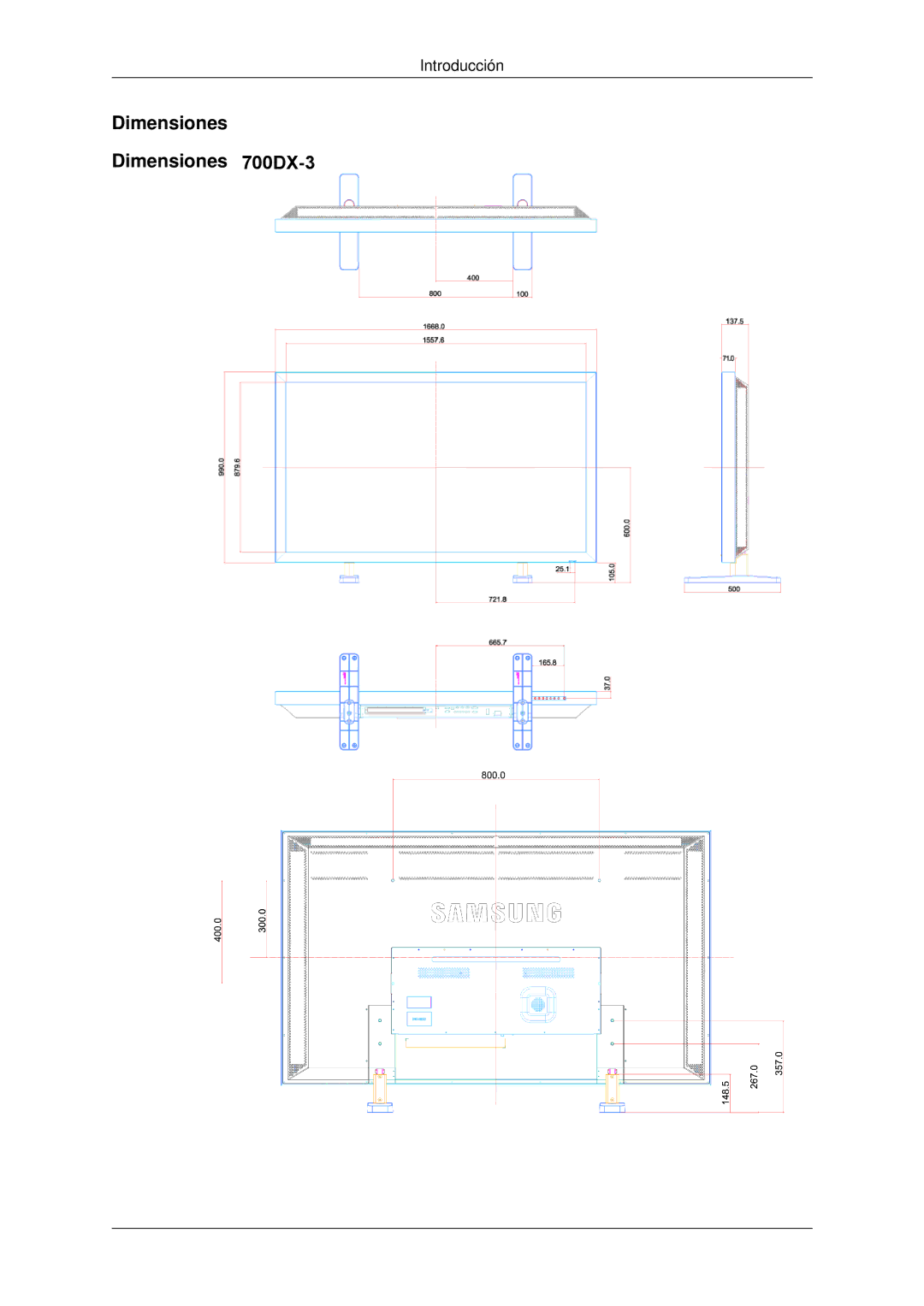 Samsung LH82CSBPLBC/EN, LH70CSBPLBC/EN manual Dimensiones Dimensiones 700DX-3 