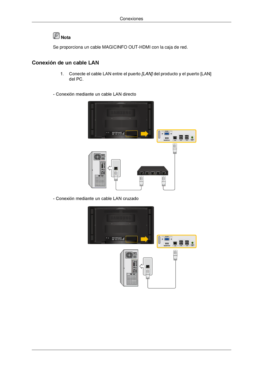 Samsung LH82CSBPLBC/EN, LH70CSBPLBC/EN manual Conexión de un cable LAN 