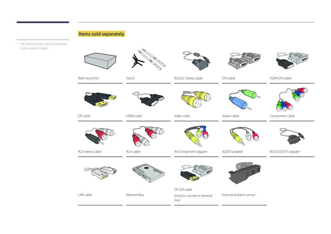 Samsung LH82DMDPLBC/CH, LH82DMDPLBC/EN, LH82DMDPLBC/NG manual Items sold separately 