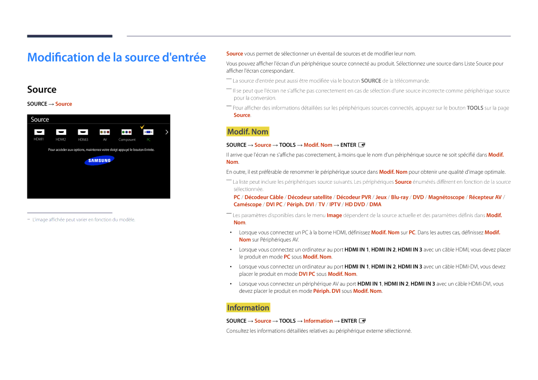 Samsung LH82DMDPLBC/EN manual Source, Modif. Nom, Information 