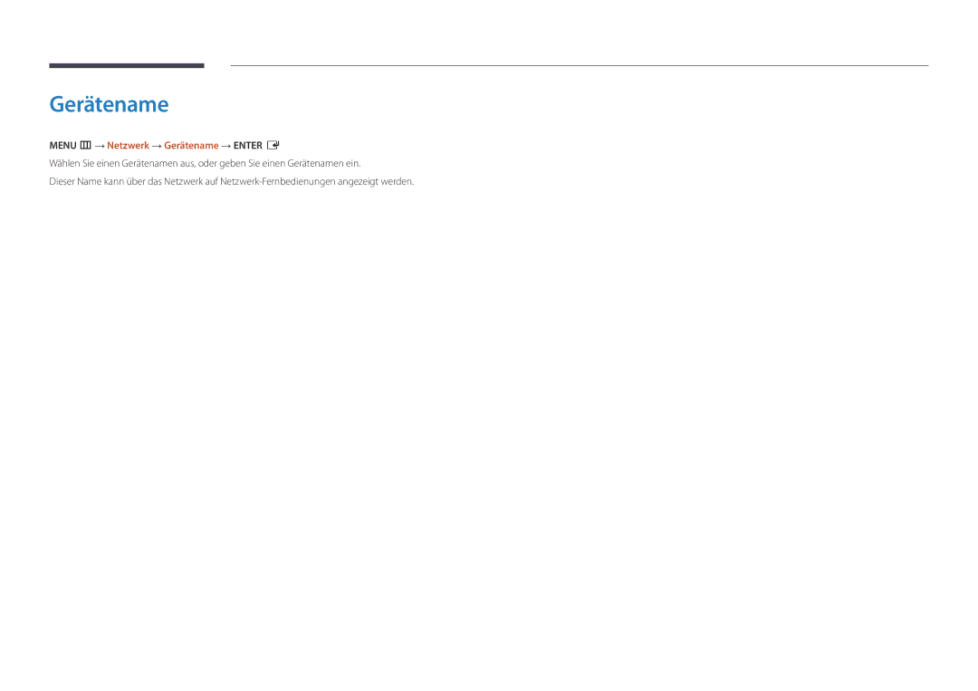 Samsung LH82DMDPLBC/EN manual Menu m → Netzwerk → Gerätename → Enter E 
