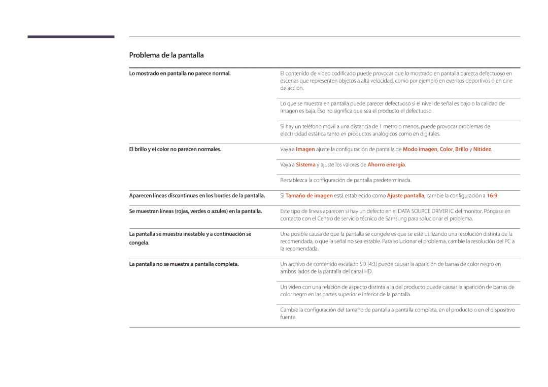 Samsung LH82DMDPLBC/EN manual Lo mostrado en pantalla no parece normal, El brillo y el color no parecen normales 