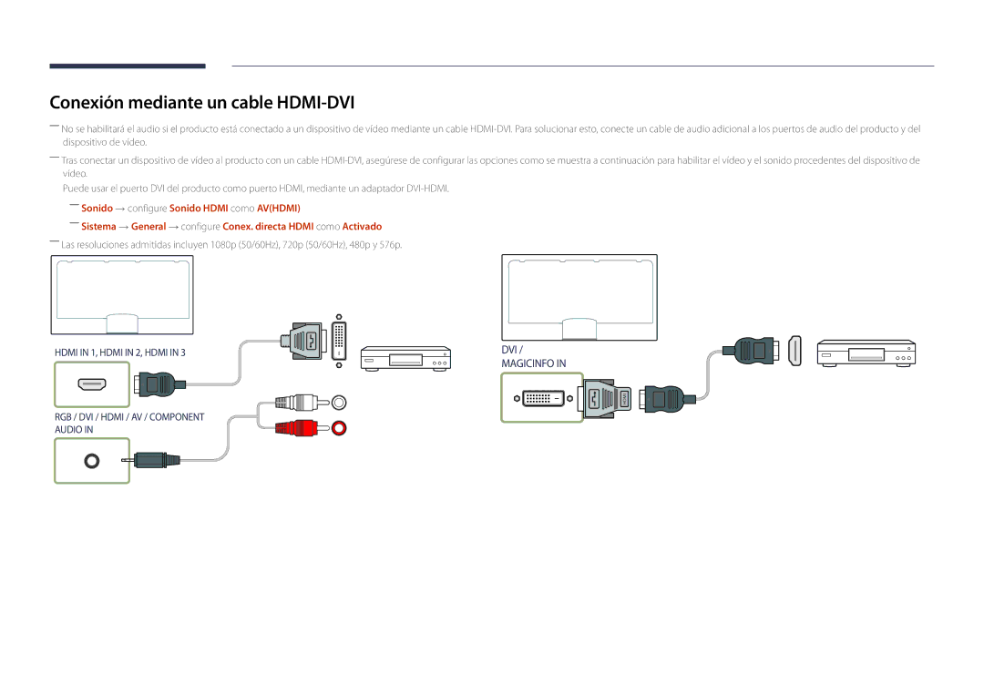 Samsung LH82DMDPLBC/EN manual Conexión mediante un cable HDMI-DVI 