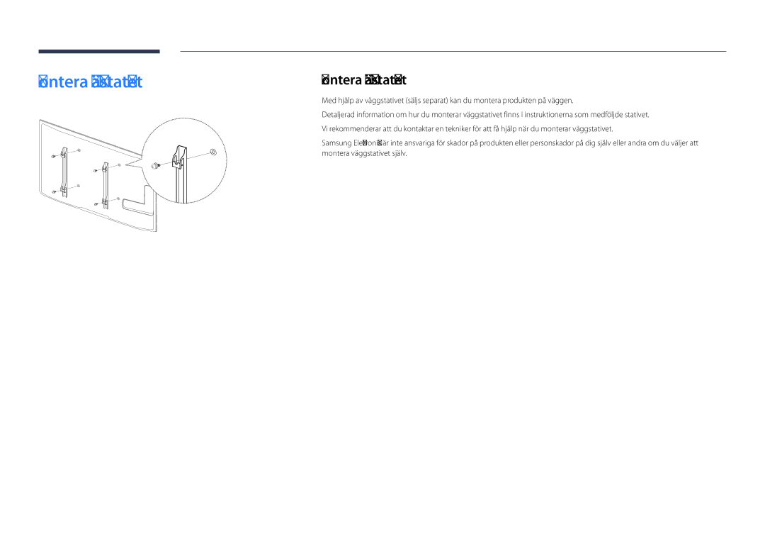 Samsung LH82DMDPLBC/EN manual Montera väggstativet 