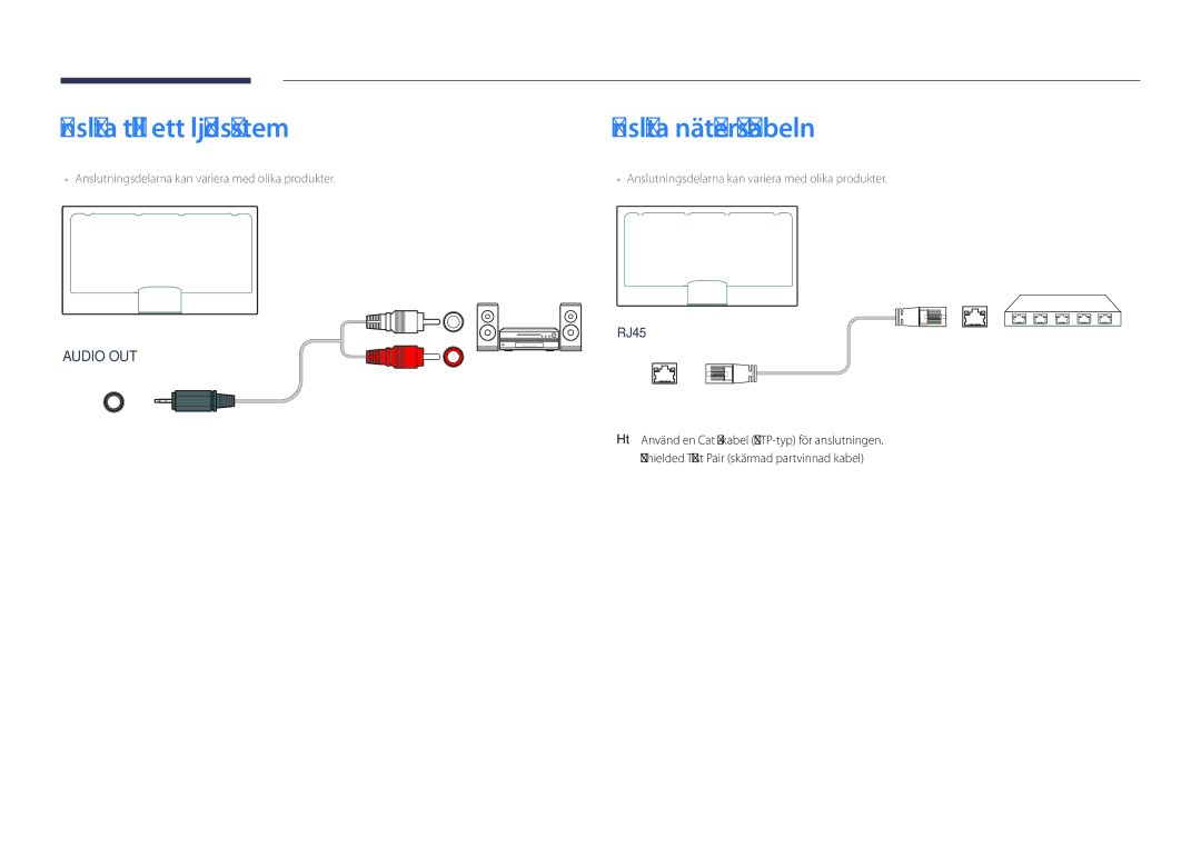 Samsung LH82DMDPLBC/EN manual Ansluta till ett ljudsystem, Ansluta nätverkskabeln 