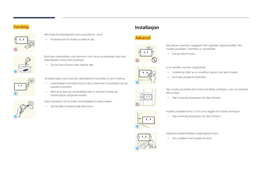 Samsung LH82DMDPLBC/EN manual Installasjon 