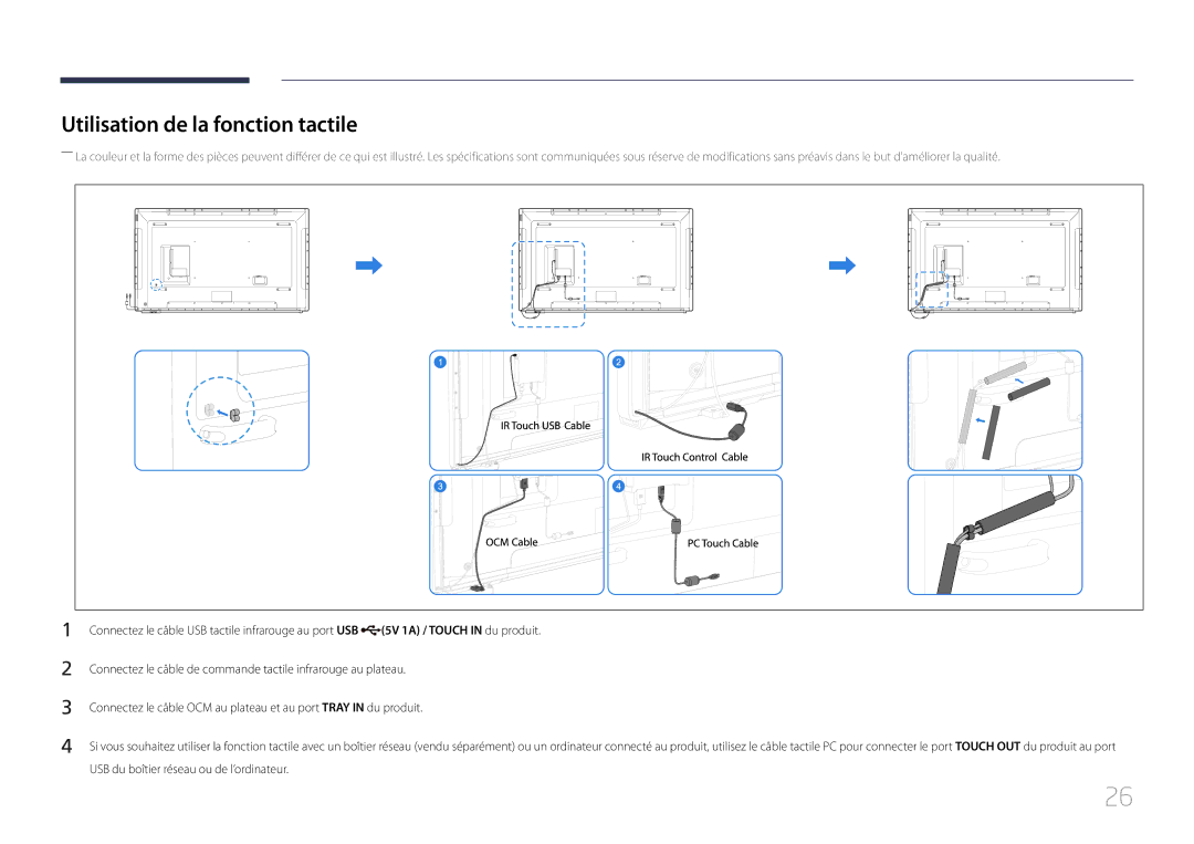 Samsung LH75DMERTBC/EN, LH82DMERTBC/EN, LH65DMERTBC/EN, LH82DMEMTBC/EN manual Utilisation de la fonction tactile 