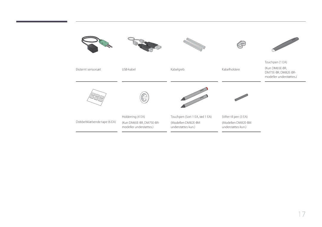 Samsung LH65DMERTBC/EN, LH82DMERTBC/EN, LH75DMERTBC/EN, LH82DMEMTBC/EN manual Stifter til pen 3 EA 