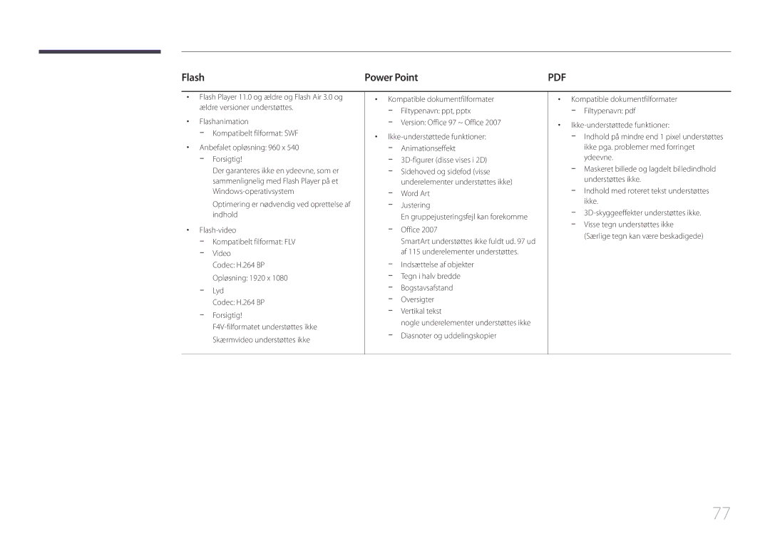 Samsung LH65DMERTBC/EN, LH82DMERTBC/EN, LH75DMERTBC/EN manual Flash Power Point, Version Office 97 ~ Office, Vertikal tekst 