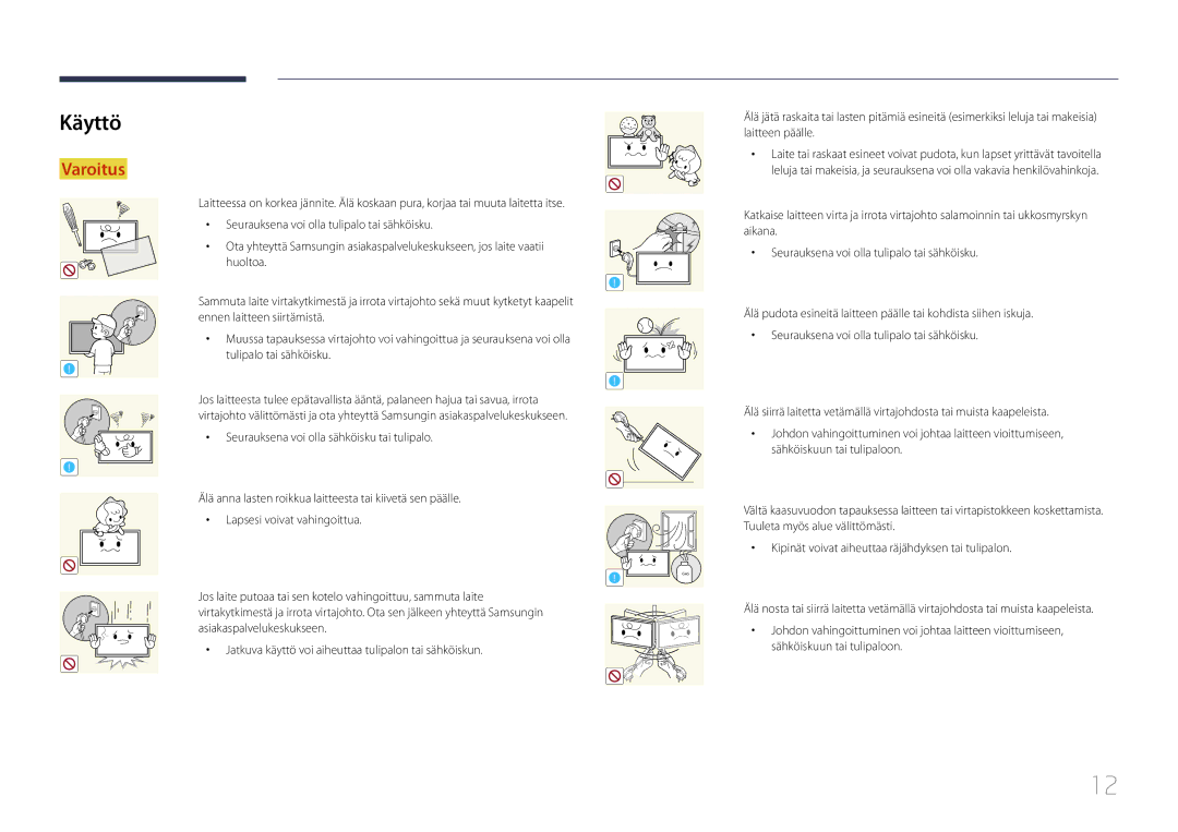 Samsung LH82DMERTBC/EN, LH65DMERTBC/EN, LH75DMERTBC/EN, LH82DMEMTBC/EN manual Käyttö 