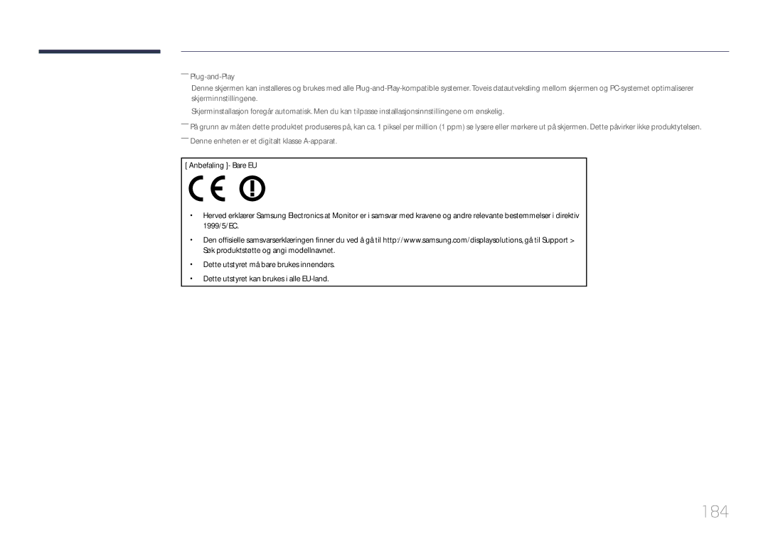 Samsung LH82DMERTBC/EN, LH65DMERTBC/EN, LH75DMERTBC/EN, LH82DMEMTBC/EN manual 184 