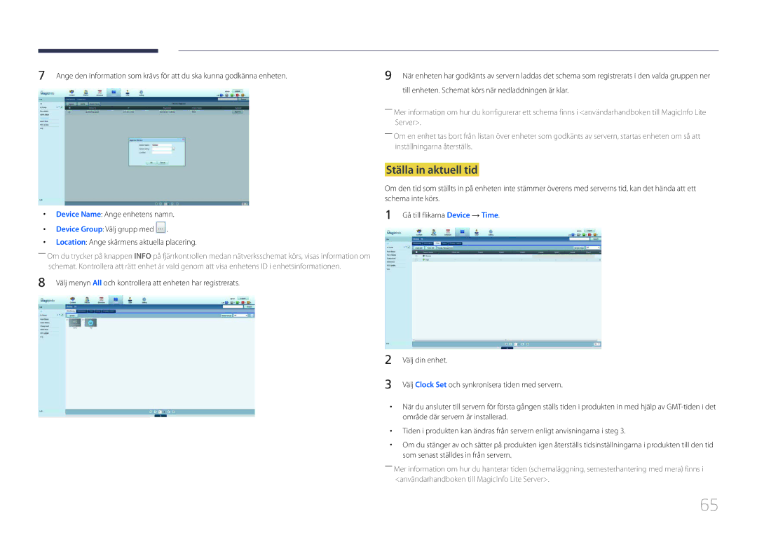 Samsung LH65DMERTBC/EN, LH82DMERTBC/EN, LH75DMERTBC/EN, LH82DMEMTBC/EN manual Ställa in aktuell tid 