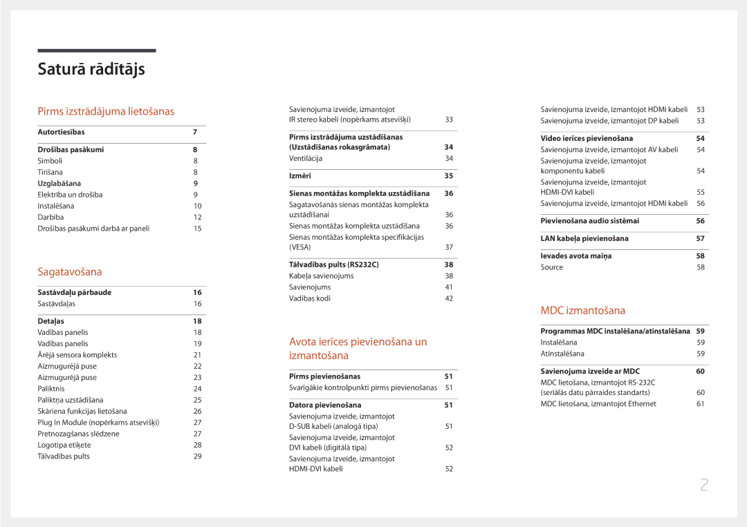 Samsung LH75DMERTBC/EN, LH82DMERTBC/EN, LH65DMERTBC/EN, LH82DMEMTBC/EN manual Saturā rādītājs 