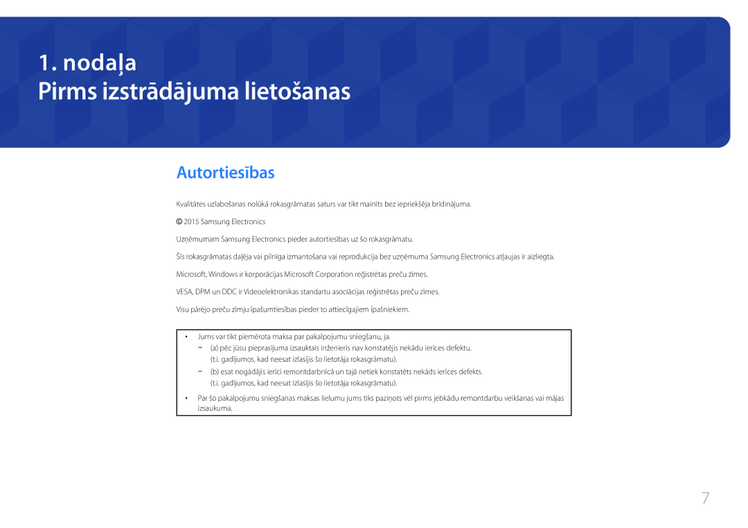 Samsung LH82DMEMTBC/EN, LH82DMERTBC/EN, LH65DMERTBC/EN, LH75DMERTBC/EN manual Pirms izstrādājuma lietošanas, Autortiesības 