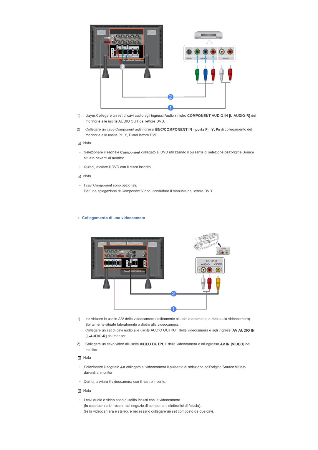 Samsung LH82TCTMBC/EN manual Collegamento di una videocamera 