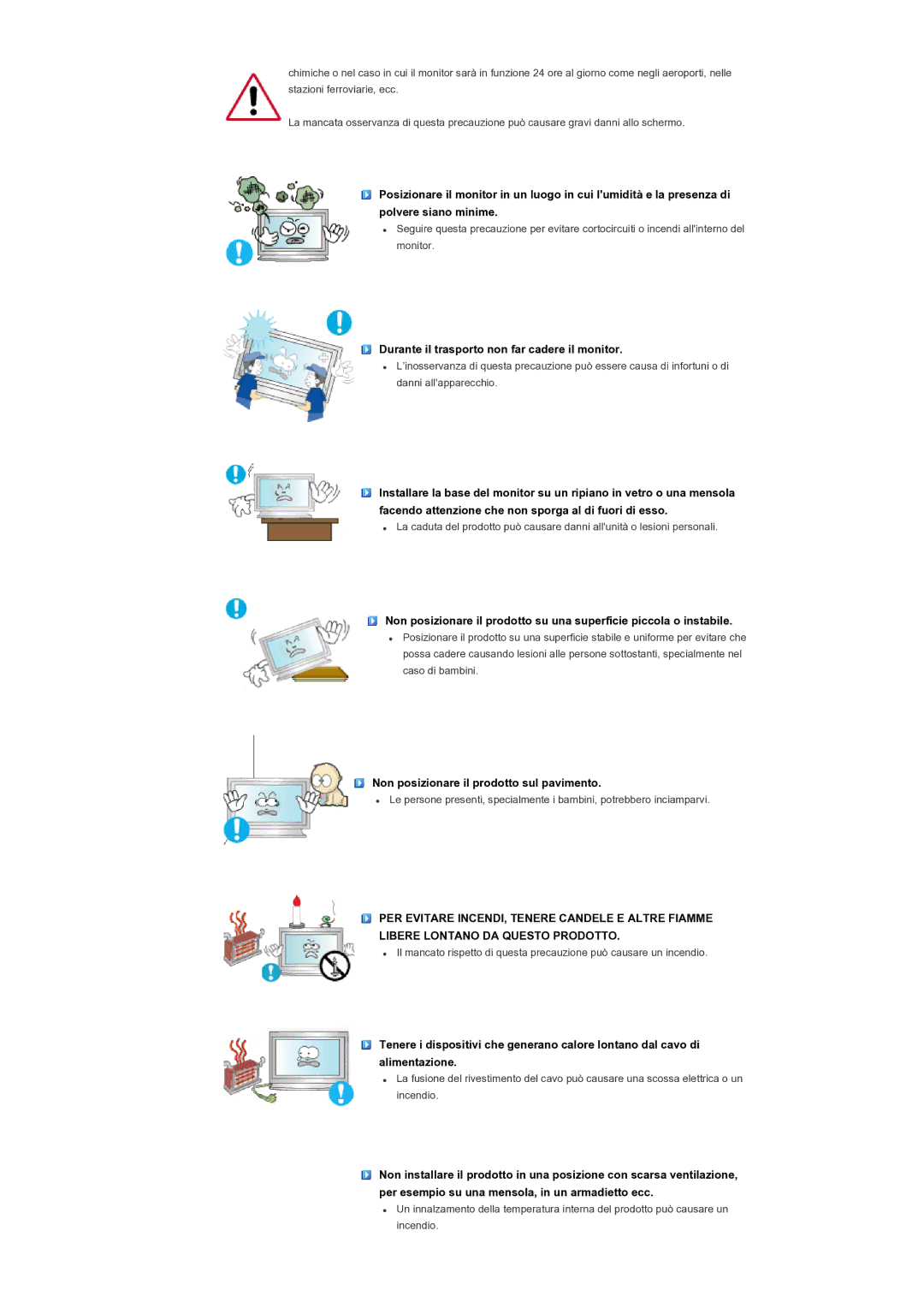 Samsung LH82TCTMBC/EN manual Non posizionare il prodotto sul pavimento 