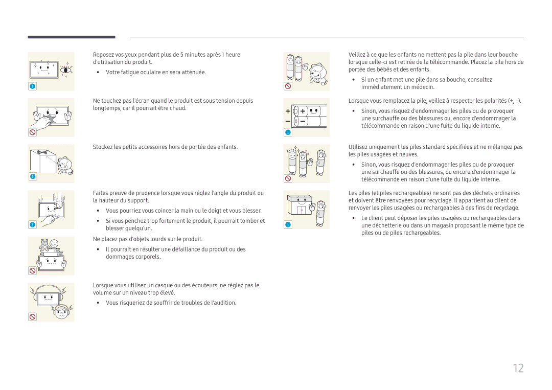 Samsung LH85OHFPJBC/EN, LH85OHFPLBC/EN Blesser quelquun, Ne placez pas dobjets lourds sur le produit, Dommages corporels 