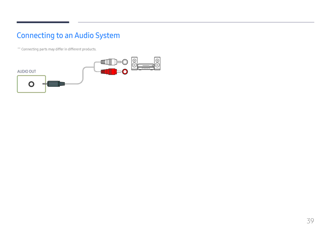 Samsung LH85OHFPLBC/EN, LH85OHFPJBC/EN manual Connecting to an Audio System 