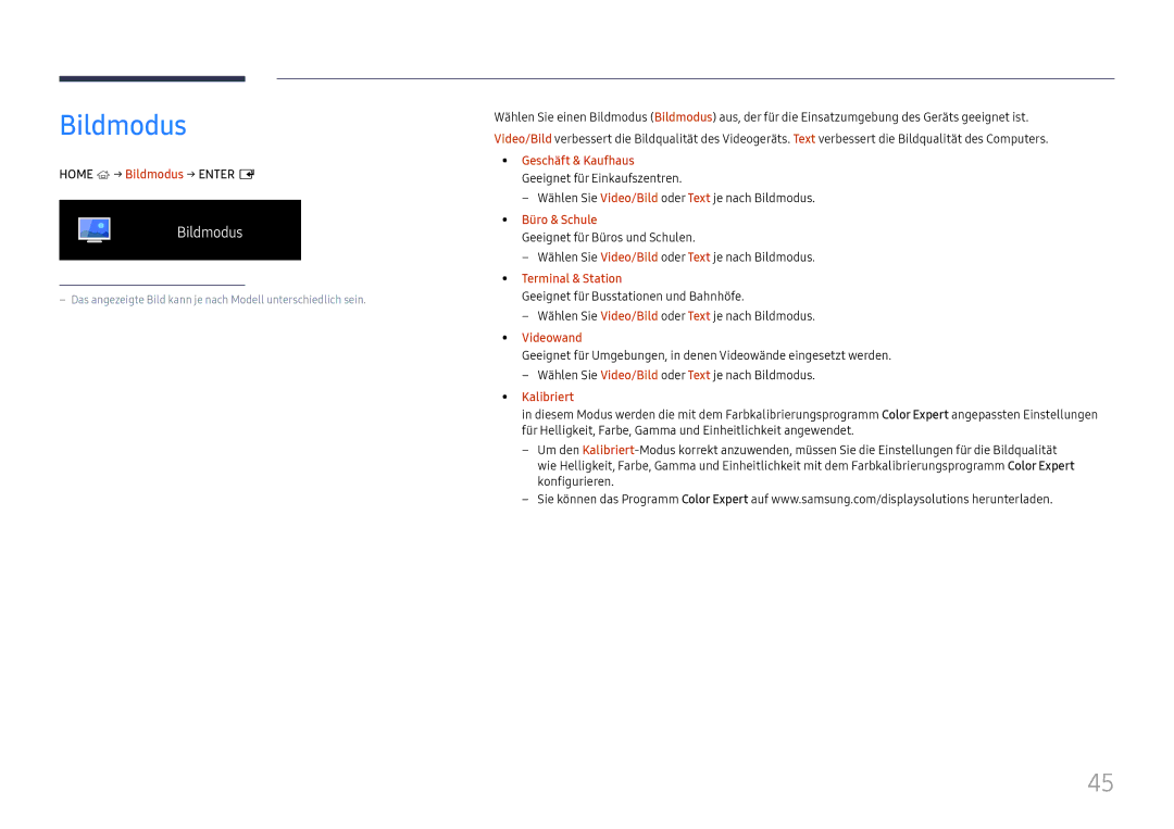 Samsung LH85OHFPLBC/EN manual Bildmodus 