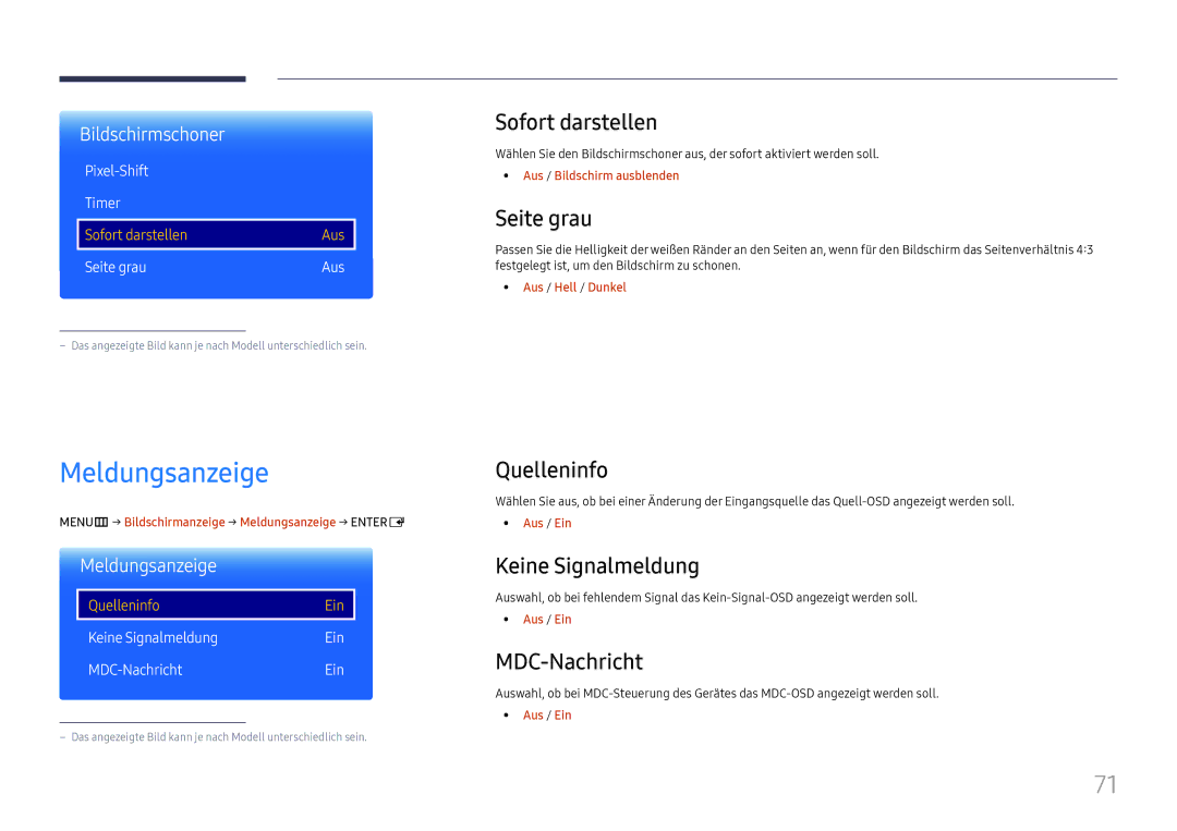 Samsung LH85OHFPLBC/EN manual Meldungsanzeige 