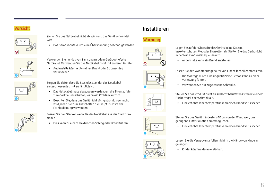 Samsung LH85OHFPLBC/EN manual Installieren 